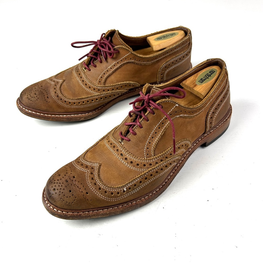 Allen Edmonds Neumok Mens Brown Leather Wingtip Oxford Shoes Size 10D - Picture 2 of 7